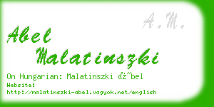 abel malatinszki business card